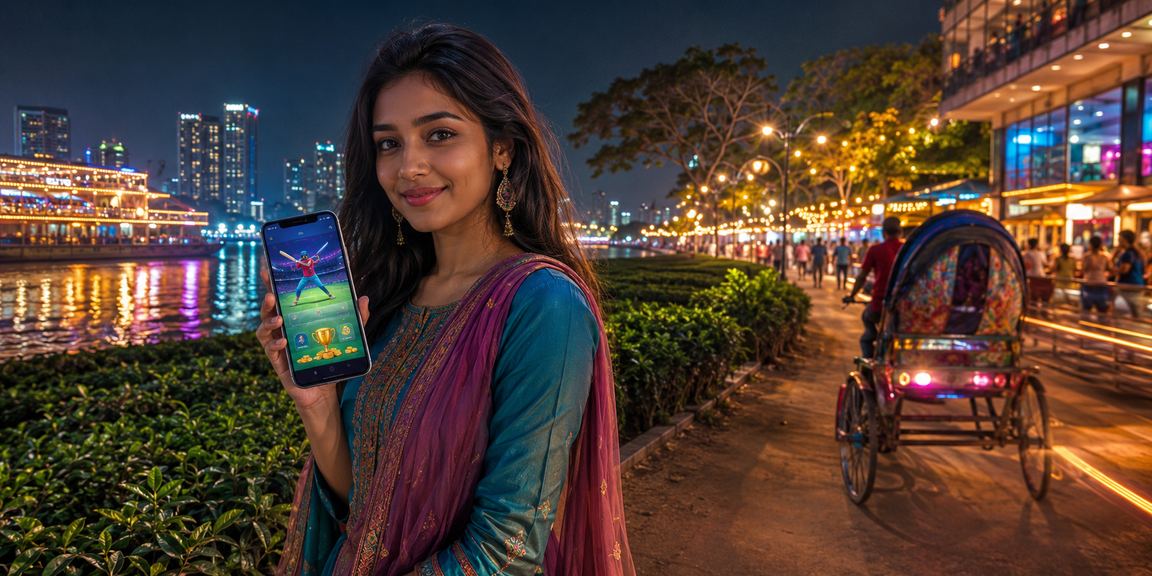 ঢাকায় চা বাগানের পাশে বসে মোবাইলে ক্রিকেট বেটিং উপভোগ করছেন একজন ব্যবহারকারী